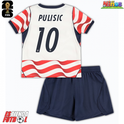 Estados Unidos Christian Pulisic #10 Primera Equipación Niños Mundial 2026 Manga Corta (+ Pantalones cortos)